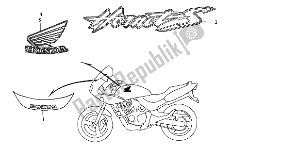 Todas as partes de Marca do Honda CB 600F2 Hornet 2001