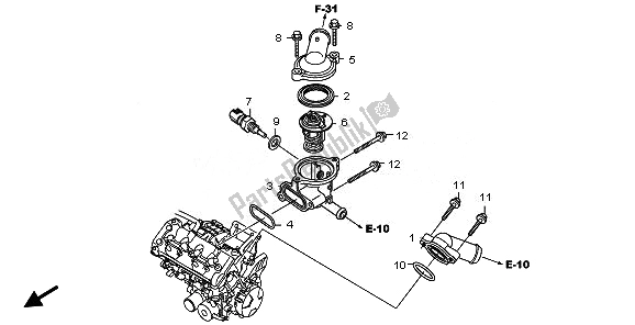 All parts for the Thermostat of the Honda CBR 600 RA 2010