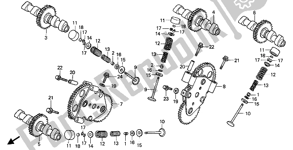 Todas las partes para árbol De Levas Y Válvula de Honda VFR 750F 1991