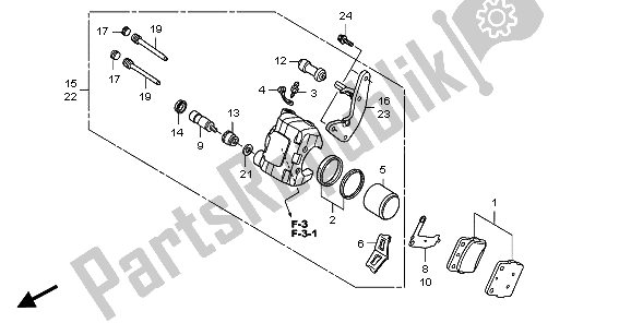 All parts for the Front Brake Caliper of the Honda TRX 250 EX Sportrax 2007
