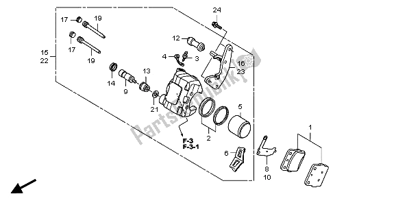 All parts for the Front Brake Caliper of the Honda TRX 250 EX Sportrax 2007