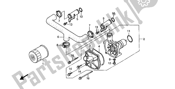 Todas las partes para Filtro De Aceite Y Bomba De Agua de Honda GL 1500 1988