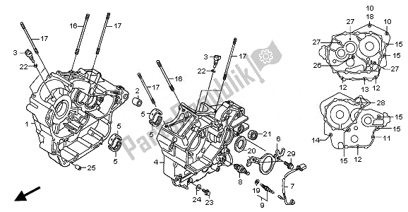 All parts for the Crankcase of the Honda XL 700V Transalp 2010