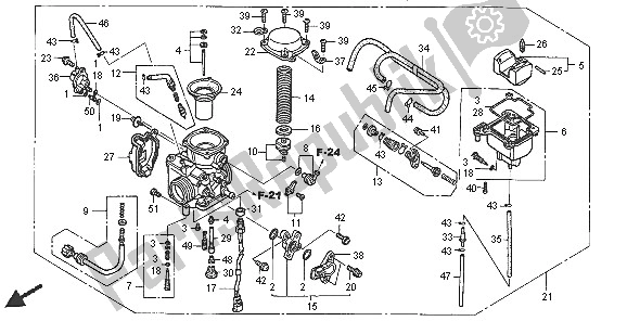 Todas las partes para Carburador de Honda TRX 650 FA Fourtrax Rincon 2005