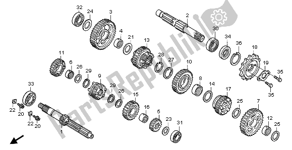 All parts for the Transmission of the Honda VT 125C 2003