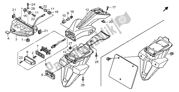 All parts for the Taillight of the Honda CB 1000R 2011