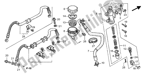 All parts for the Rear Brake Master Cylinder of the Honda CB 600F Hornet 2006