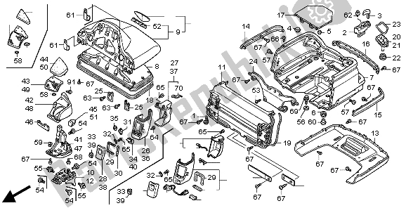 All parts for the Trunk Box of the Honda GL 1800A 2004