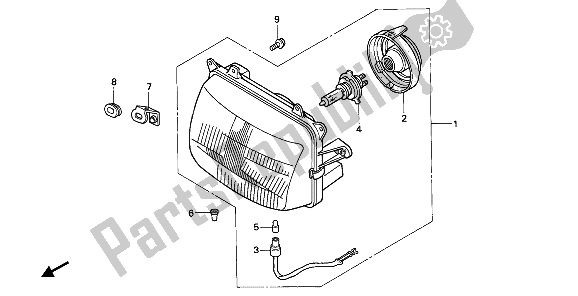 All parts for the Headlight of the Honda NX 250 1989