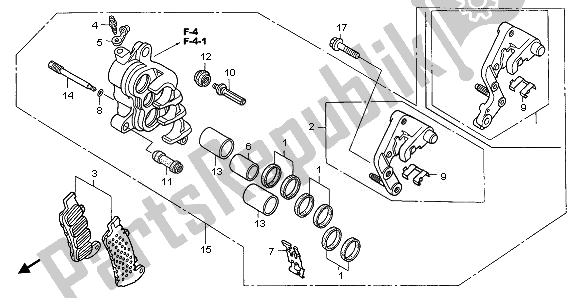 All parts for the R. Front Brake Caliper of the Honda NT 700V 2008