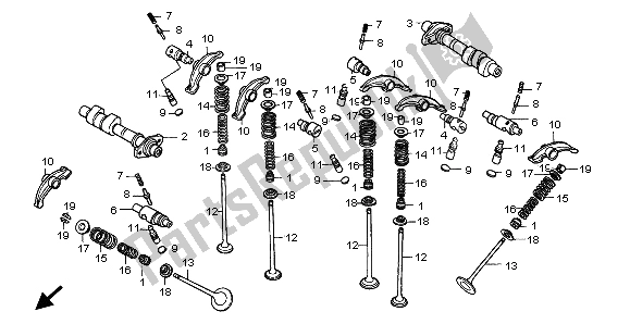 Todas las partes para árbol De Levas Y Válvula de Honda VT 1100C3 1998