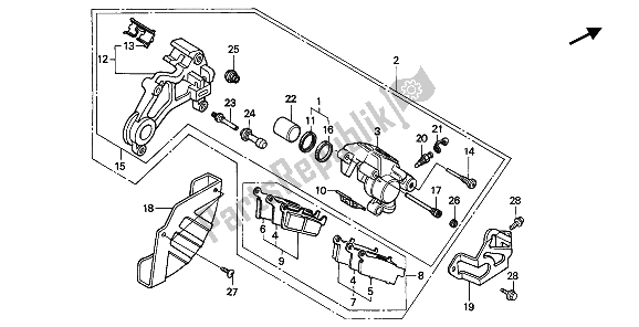 Todas las partes para Pinza De Freno Trasero de Honda CR 125R 1990