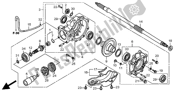 Todas as partes de Engrenagem Final Conduzida do Honda TRX 500 FE Foretrax Foreman ES 2010