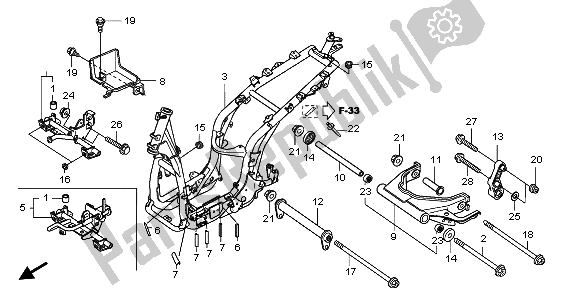 Todas las partes para Cuerpo Del Marco de Honda SH 300A 2009