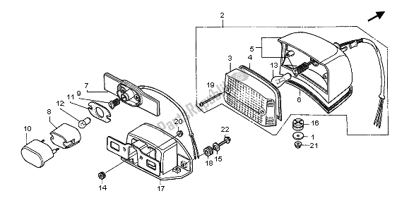 Tutte le parti per il Fanale Posteriore del Honda CA 125 1997