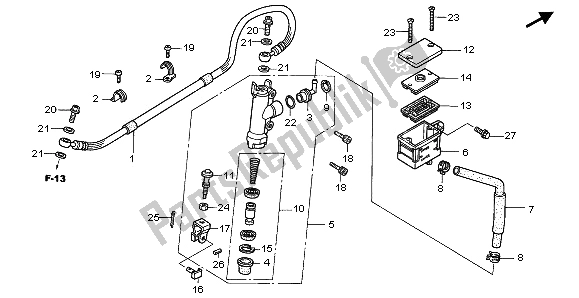 Tutte le parti per il Pompa Freno Posteriore del Honda VTR 1000F 2003