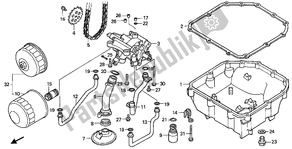 Tutte le parti per il Filtro Dell'olio E Pompa Dell'olio del Honda VFR 400R3 1990