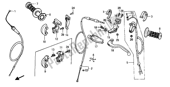 Todas las partes para Manejar Palanca E Interruptor Y Cable de Honda CR 125R 1987