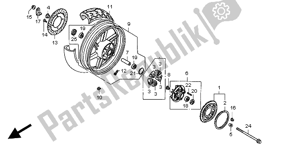 Wszystkie części do Tylne Ko? O Honda CB 500 1998