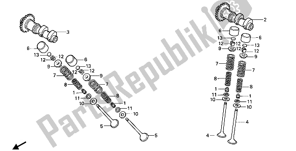 All parts for the Camshaft & Valve of the Honda NX 250 1989