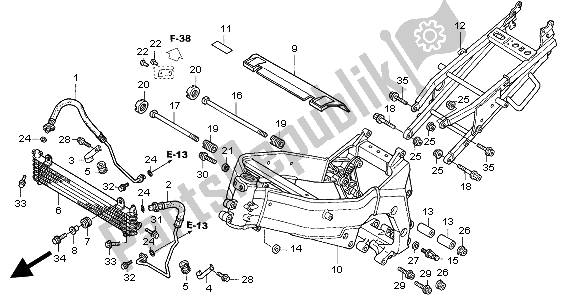 Todas las partes para Cuerpo Del Marco Y Enfriador De Aceite de Honda CBR 1100 XX 1999