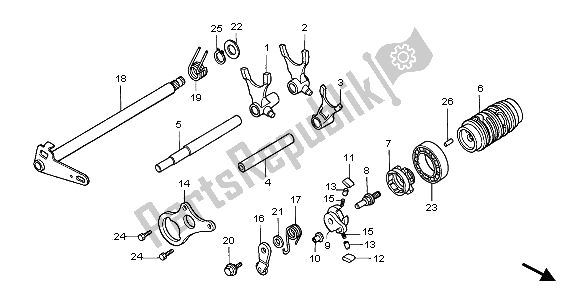 All parts for the Gearshift Drum of the Honda CR 85 RB LW 2006