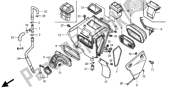 Toutes les pièces pour le Purificateur D'air du Honda XR 400R 1996