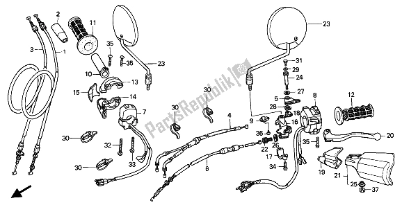 All parts for the Handle Lever & Switch & Cable of the Honda XRV 750 Africa Twin 1991