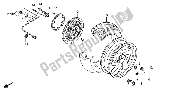 All parts for the Rear Wheel of the Honda GL 1800 2007