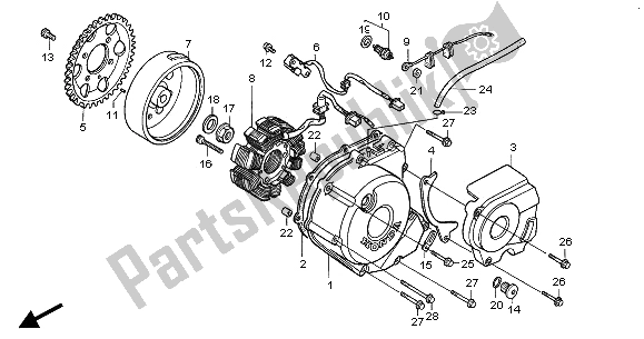 All parts for the Left Crankcase Cover & Generator of the Honda NSR 125R 2001