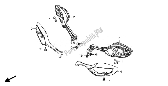 All parts for the Back Mirror of the Honda CBR 1000 RA 2011