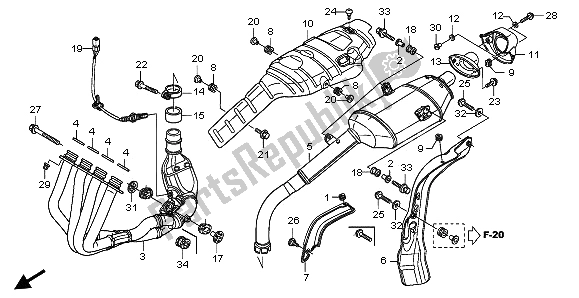 Alle onderdelen voor de Uitlaatdemper van de Honda CBR 600 RR 2009