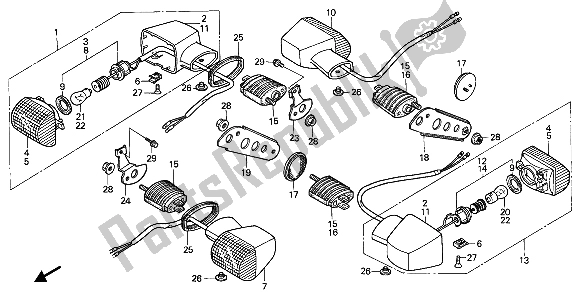 All parts for the Winker of the Honda VFR 750F 1987