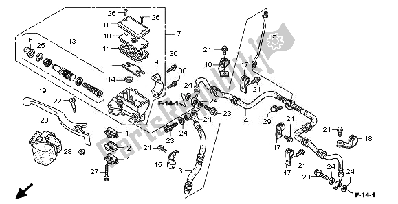 All parts for the Fr. Brake Master Cylinder of the Honda TRX 500 FA Fourtrax Foreman Rubicon 2008