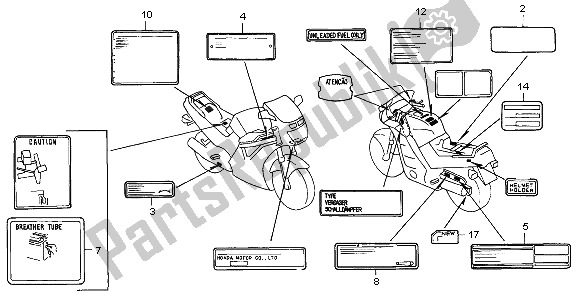 Todas las partes para Etiqueta De Precaución de Honda CBR 1000F 1999