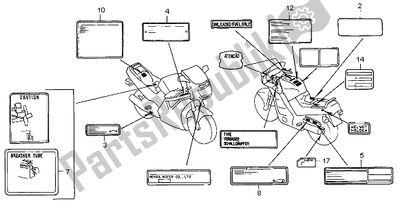 All parts for the Caution Label of the Honda CBR 1000F 1999