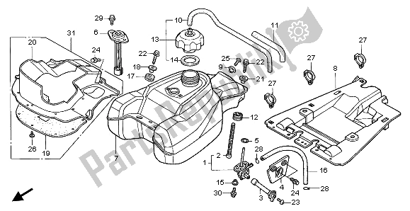 All parts for the Fuel Tank of the Honda TRX 350 FE Rancher 4X4 ES 2001