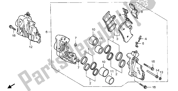 All parts for the Front Brake Caliper of the Honda RVF 750R 1995