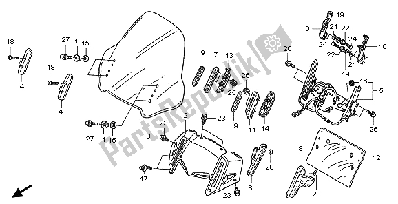 All parts for the Wind Screen of the Honda ST 1300A 2009