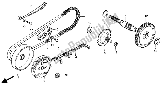 All parts for the Clutch & Drive Chain & Final Gear of the Honda QR 50 1997