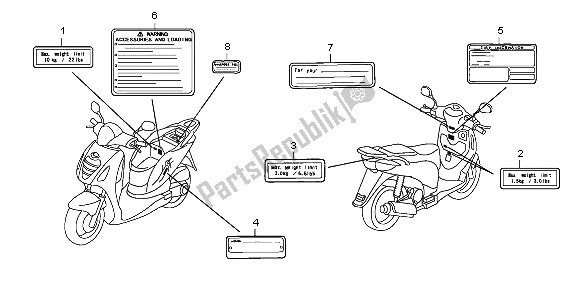 Tutte le parti per il Etichetta Di Avvertenza del Honda PES 150R 2008