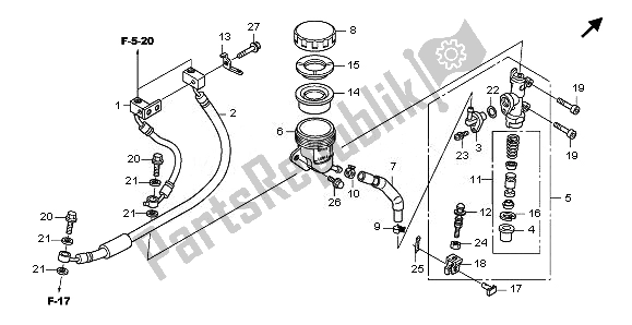 All parts for the Rear Brake Master Cylinder of the Honda CBF 1000 FT 2011