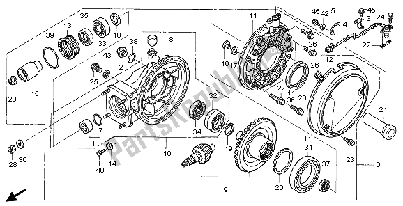 All parts for the Final Driven Gear of the Honda ST 1300A 2007