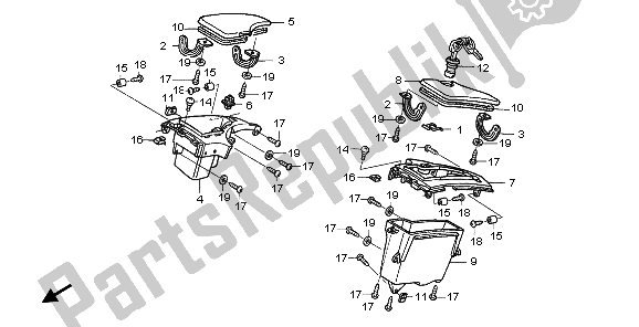 All parts for the Cowl Pocket of the Honda ST 1300A 2007