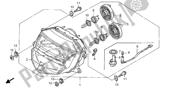 Alle onderdelen voor de Koplamp (uk) van de Honda CBR 1100 XX 1997