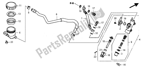 All parts for the Rr. Brake Master Cylinder of the Honda VFR 800X 2011