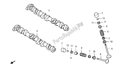 Todas las partes para árbol De Levas Y Válvula de Honda CB 1000R 2012