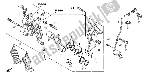 All parts for the R. Front Brake Caliper of the Honda CBF 1000 FA 2011