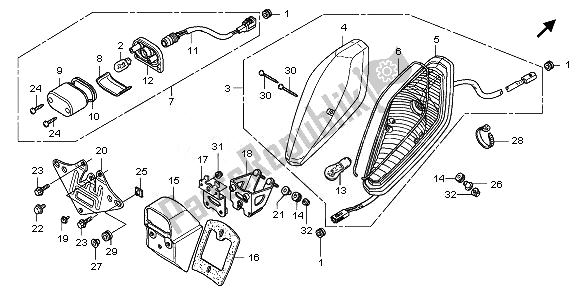 All parts for the Taillight of the Honda VT 750C 2008