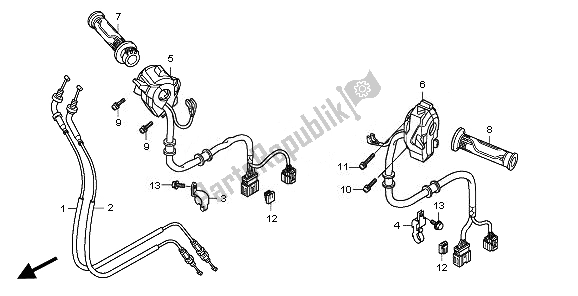 All parts for the Switch & Cable of the Honda VFR 1200 FD 2011